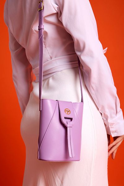 Garbalia Baku Women's Lilac Shoulder Bag with Adjustable Shoulder Strap and Magnet Closure Phone Holder