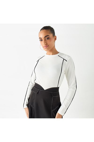 2Xtremz Ribbed Sweater With Piping Detail And Long Sleeves