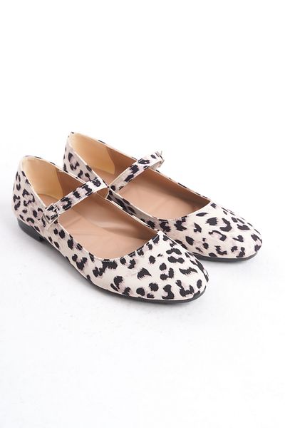 Shoesers Pantofi de balerină cu cască zilnică cu model leopard