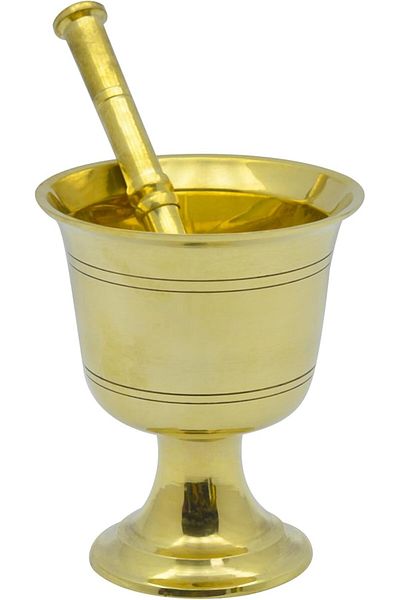 RAJ BMS003 12.5cm Brass Mortar & Pestle – Manual Grinder, Garlic Crusher, Spice Mixer