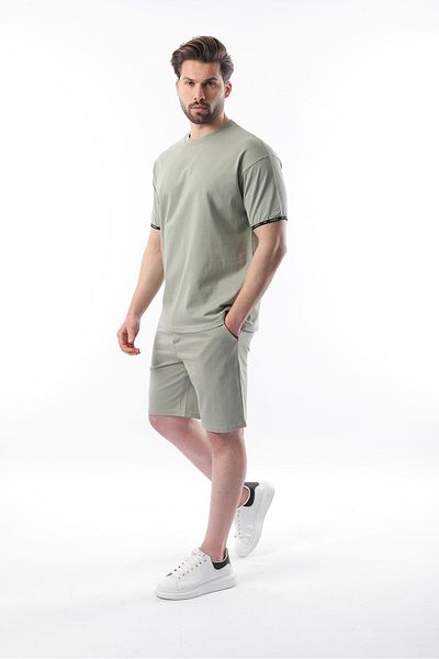 Madmext Σετ T-Shirt Ανδρικό Σορτς Mint Green Basic E7307
