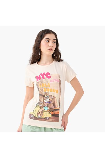 SP Characters Lola Bunny Print T-shirt With Crew Neck And Short Sleeves