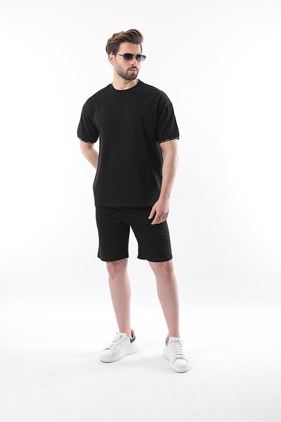 Madmext Μαύρο Basic Ανδρικό Σορτς T-Shirt Σετ E7307