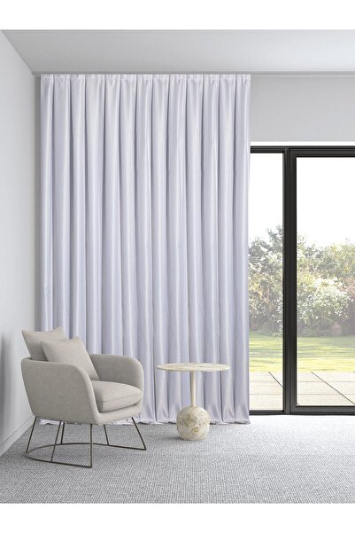 Demor Home Yüksek Kalite Beyaz Saten Güneşlik Fon Perde Ekstrafor Büzgülü Tek...