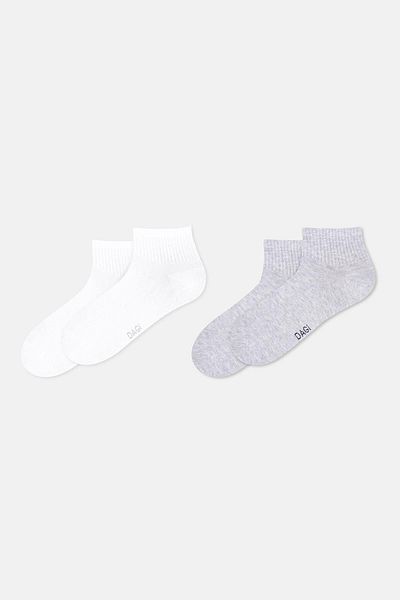 Dagi White-Grey Melange Men's 2-Piece Sports Socks