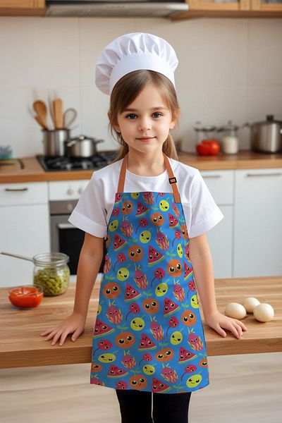 Moud's Children's Kitchen Apron Patterned 55 cm Length 40 cm Width