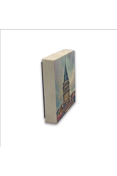 Sadrazam Galata Tower Printed Natural Stone Magnet 5X5 Krt-20