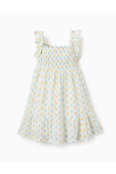 Ziddy Cotton Dress with Floral Pattern for Girls, Multicolour