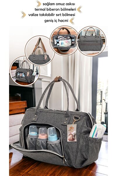 Sahra حقيبة كتف مقاومة للماء ومقاومة للبقع مع حزام للعناية بالطفل