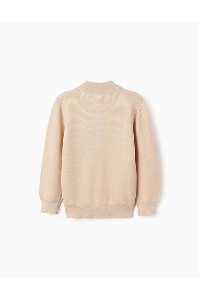 Ziddy Knitted Cardigan with Cotton Texture for Boys, Beige