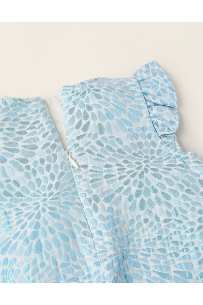 Ziddy Shiny Dress with Pattern for Baby Girls, Blue