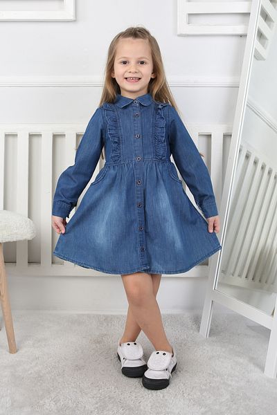 e-çocuk Frilly Girl's Denim Dress 0773
