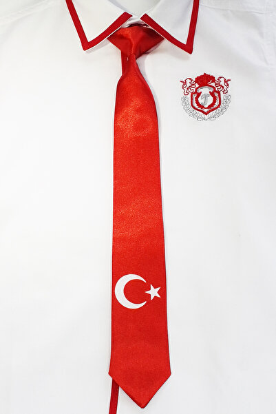 GallanD Tie Turkey Flag 5-6 Years Old Patterned Satin Tied Unisex Special Day Satin Children's Tie