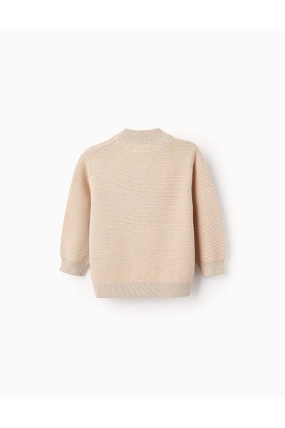 Ziddy Cardigan with Texture for Baby Boys, Beige