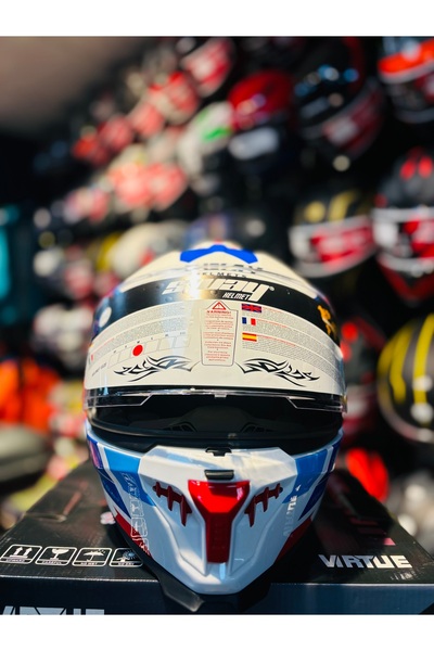 Sway FS 865 TİTAN FULL FACE MOTOSİKLET KASKI (BEYAZ-MAVİ- KIRMIZI)