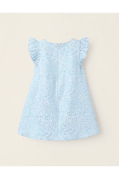 Ziddy Shiny Dress with Pattern for Baby Girls, Blue