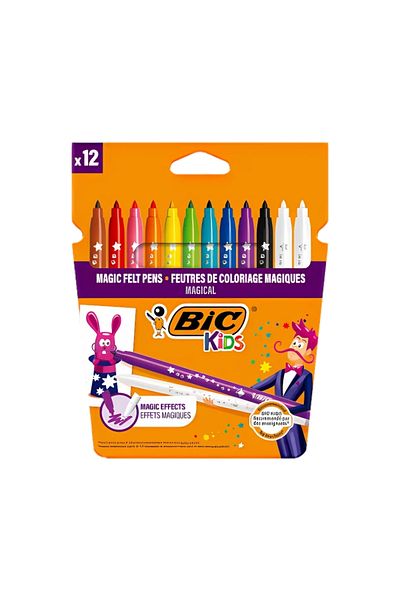 Bic |   Kid Couleur Felt Tip Pens, 12 Colors, Vivid and Washable Ink