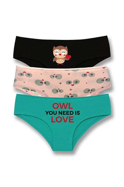 HNX Βαμβακερό Hipster Γυναικείο Σλιπ 3τμχ