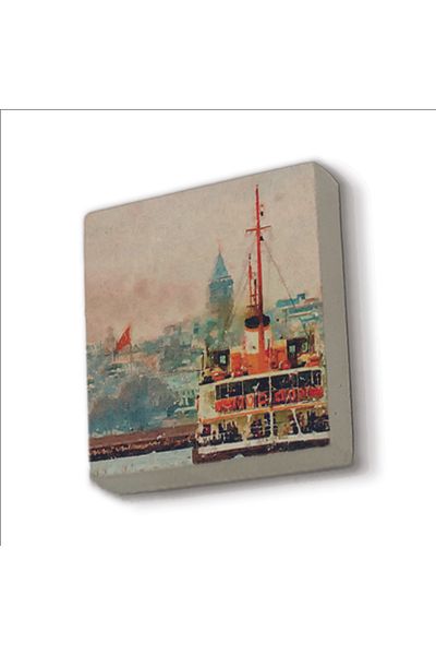 Sadrazam Istanbul Steamship Printed Natural Stone Magnet 5X5 Krt-33