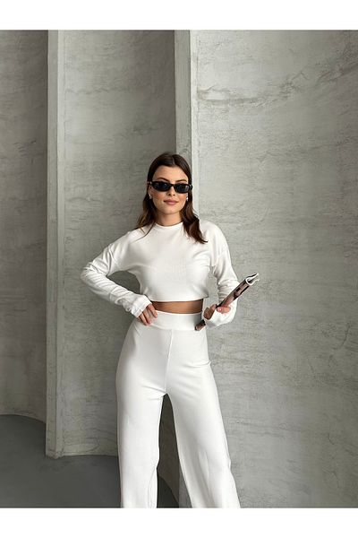 VOLT CLOTHİNG Kadın Parmak Geçmeli Crop Takım