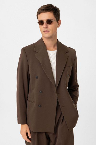 Antioch Brown Relax Fit Double Breasted Men's Blazer Jacket
