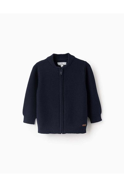 Ziddy Cardigan with Texture for Baby Boys, Dark Blue