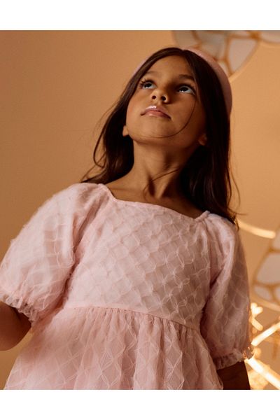 Ziddy Voluminous Tulle Dress for Girls, Pink