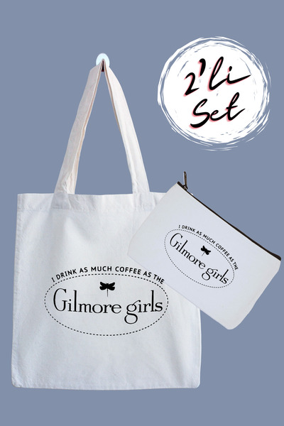 designedfy Gilmore Girls Su Geçirmez Bez Çanta ve Kalemlik 2'li Avantaj Seti