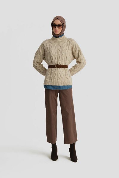 Armine Pantaloni drepti maro Ort2720