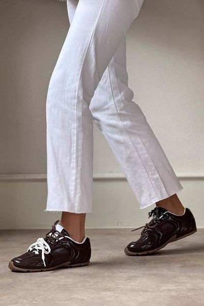 NİŞANTAŞI SHOES Дамски маратонки с връзки Fabian Brown Matte Flat Sole