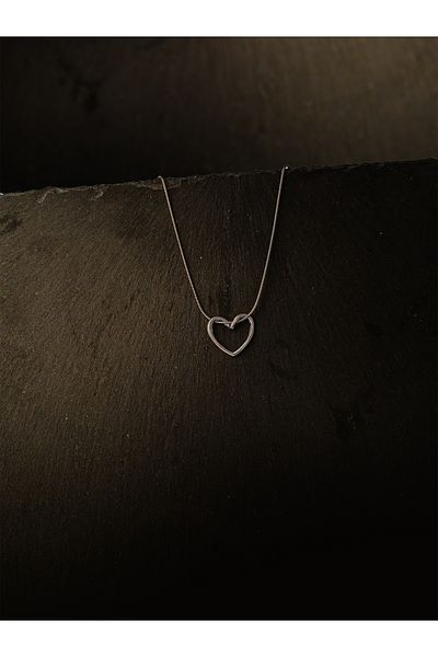 NMW Steel Valentine's Knot Heart Necklace Hollow Heart Silver(53cm)