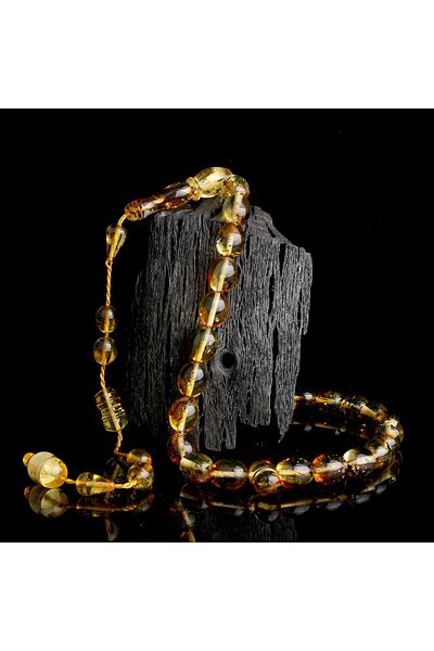 Tesbihsepetim Drop Amber Rosary with Garbage Fossil System