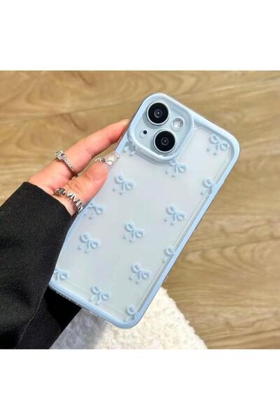 Caseji iPhone 13 Uyumlu Premium Fiyonk Tasarımlı Şeffaf Kılıf