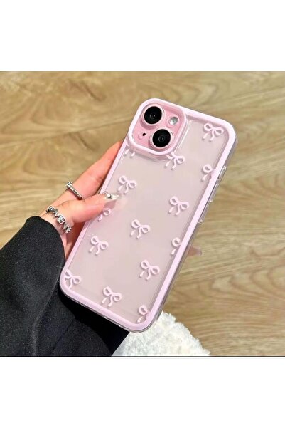 Caseji iPhone 13 Uyumlu Premium Fiyonk Tasarımlı Şeffaf Kılıf