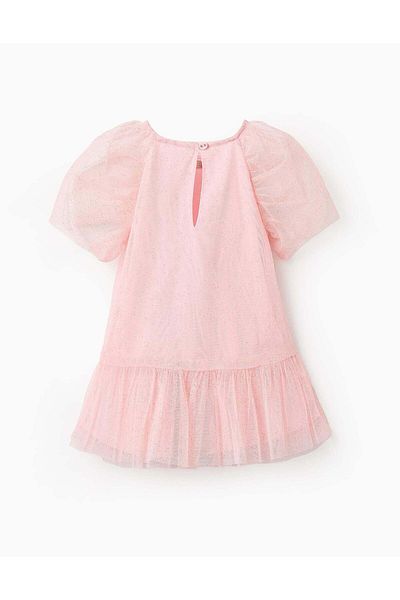 Ziddy Tulle Dress with Glitter for Baby Girls, Pink