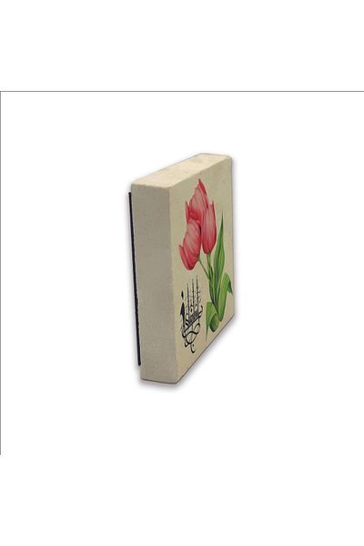 Sadrazam Istanbul Tulip Printed Natural Stone Magnet 5X5 Krt-69