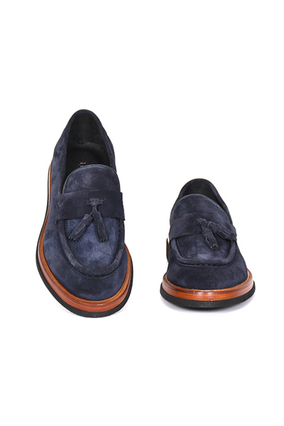 Tuna Hakiki Süet Deri Loafer Lacivert Erkek Ayakkabı EVA Taban - 4025