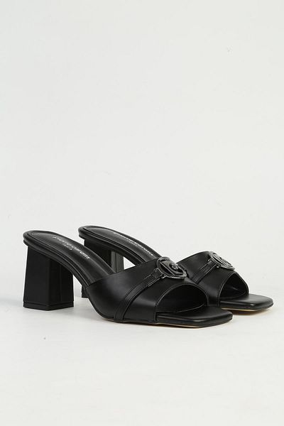 Pierre Cardin Μαύρες γυναικείες παντόφλες με τακούνι PC-54721