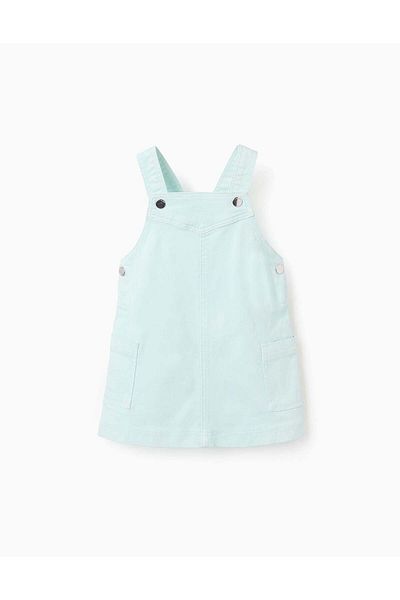 Ziddy Pinafore Dress in Twill for Baby Girls, Light Blue