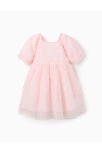 Ziddy Voluminous Tulle Dress for Girls, Pink