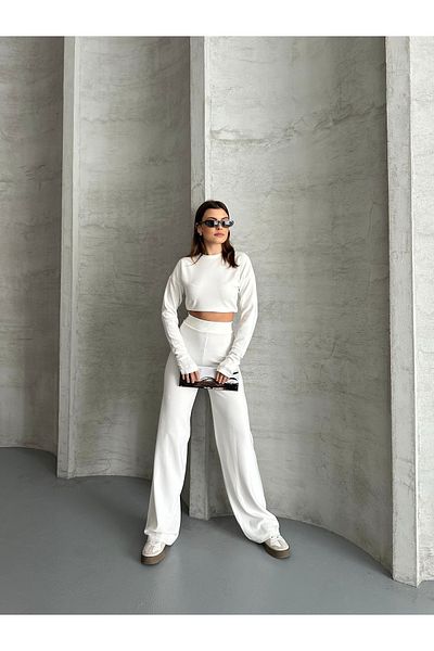 VOLT CLOTHİNG Kadın Parmak Geçmeli Crop Takım
