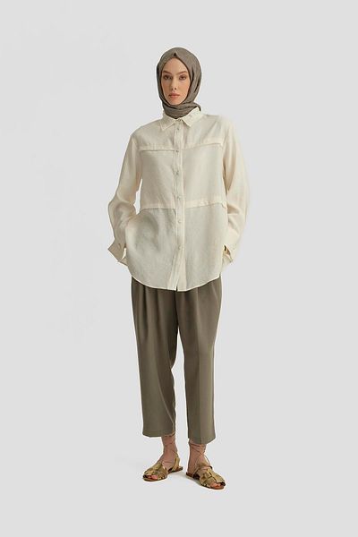 Armine 25Y2816 Pantaloni kaki cu pliuri duble