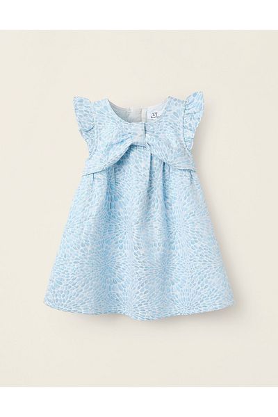 Ziddy Shiny Dress with Pattern for Baby Girls, Blue
