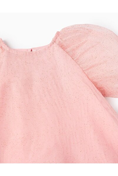 Ziddy Tulle Dress with Glitter for Baby Girls, Pink