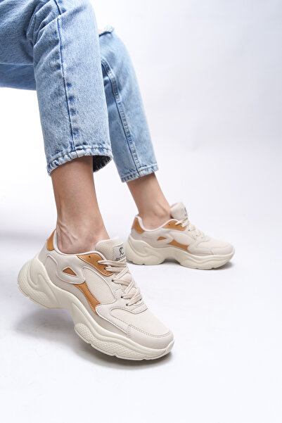 Riccon Kadın Sneaker 0012152 Ekru Taba