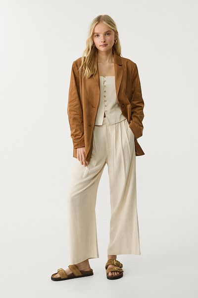 Stradivarius Strappy linen blend top with buttons