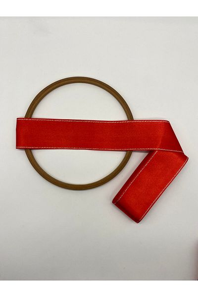 Ak Tuhafiye Red-Silver Glitter Satin Ribbon, 6 cm 10 Meters Jewelry Ribbon - Wide - Bundle