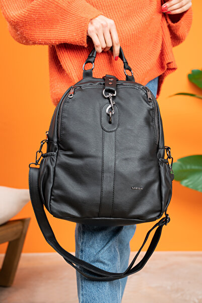 MEGA Leather Women's Backpack Crossbody Bag - Washed, Model 512