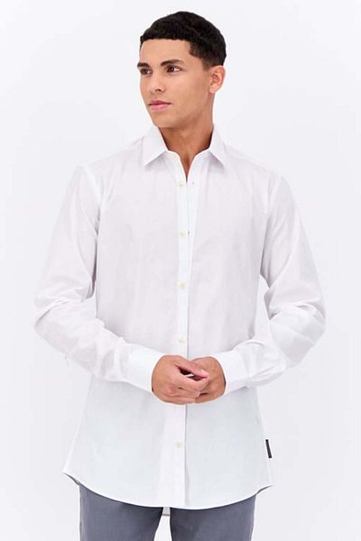 French Connection Men 2 Pcs Regular Fit Plain Long Sleeves Casual Shirt, White