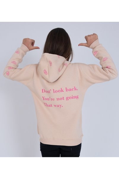 Burç EYE PRINTED 100% COMBED COTTON HOODED OVERSIZED SWEATSHIRT
